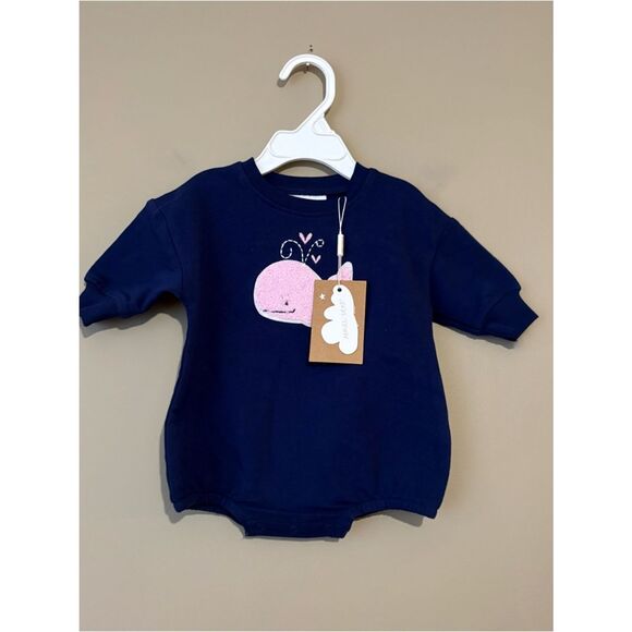Angel Dear Other - Angel Dear Bubbly Whale Pink French Terry Sweatshirt Bubble 6-12M NWT